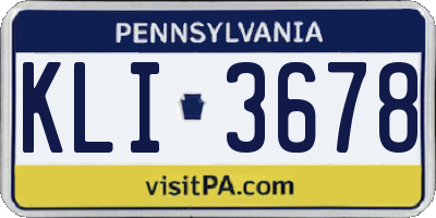 PA license plate KLI3678
