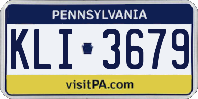 PA license plate KLI3679