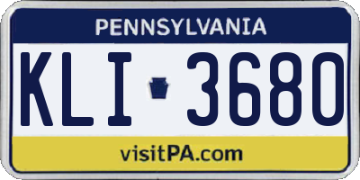 PA license plate KLI3680