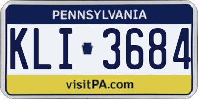 PA license plate KLI3684