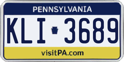 PA license plate KLI3689