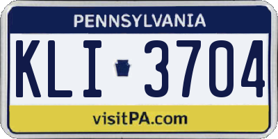 PA license plate KLI3704