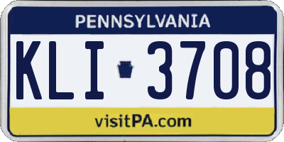 PA license plate KLI3708