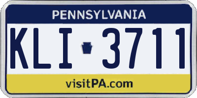 PA license plate KLI3711