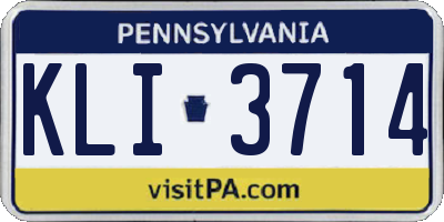 PA license plate KLI3714