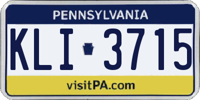 PA license plate KLI3715