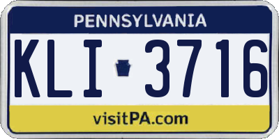 PA license plate KLI3716