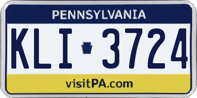 PA license plate KLI3724