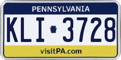PA license plate KLI3728