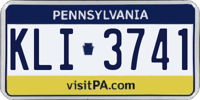 PA license plate KLI3741