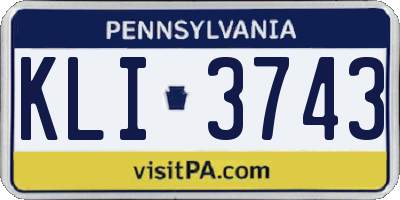 PA license plate KLI3743