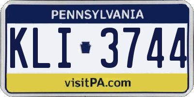 PA license plate KLI3744