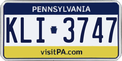PA license plate KLI3747