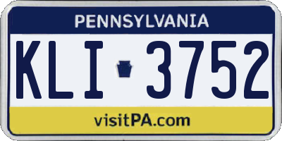 PA license plate KLI3752