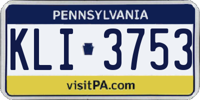 PA license plate KLI3753