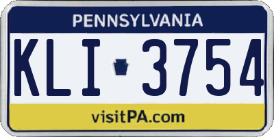 PA license plate KLI3754