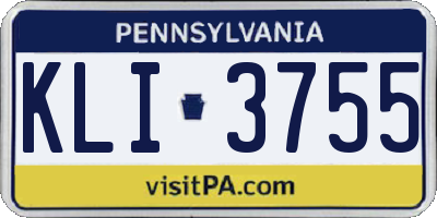 PA license plate KLI3755