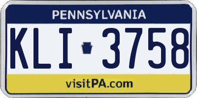 PA license plate KLI3758