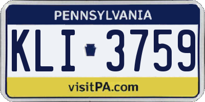 PA license plate KLI3759