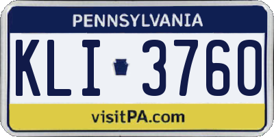 PA license plate KLI3760