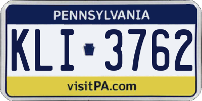 PA license plate KLI3762