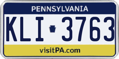 PA license plate KLI3763