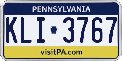 PA license plate KLI3767