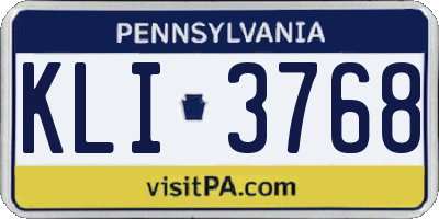 PA license plate KLI3768