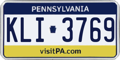 PA license plate KLI3769