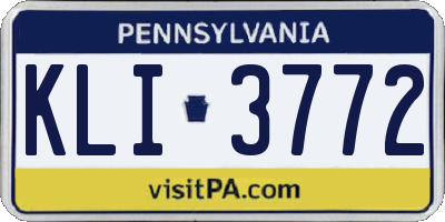 PA license plate KLI3772
