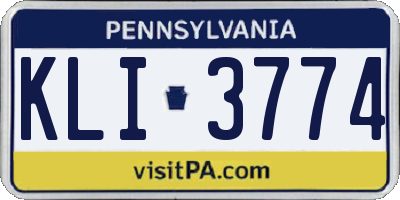 PA license plate KLI3774