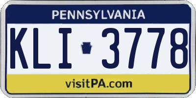 PA license plate KLI3778