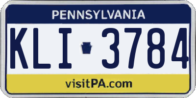 PA license plate KLI3784