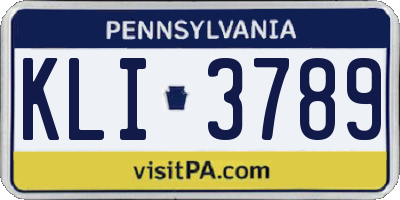 PA license plate KLI3789