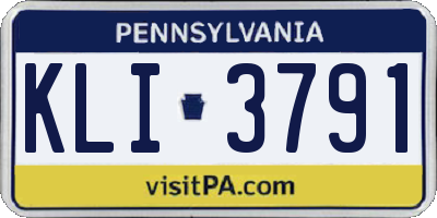 PA license plate KLI3791