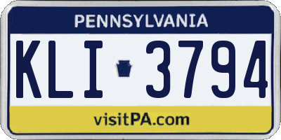 PA license plate KLI3794