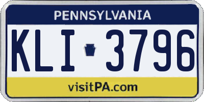 PA license plate KLI3796