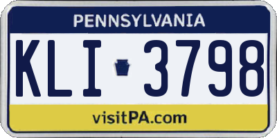 PA license plate KLI3798