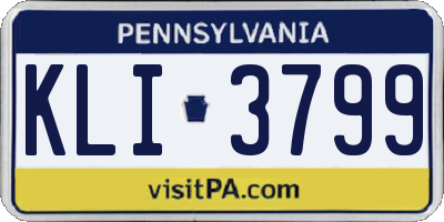 PA license plate KLI3799
