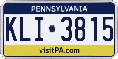 PA license plate KLI3815