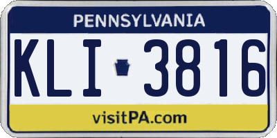 PA license plate KLI3816