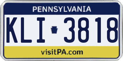 PA license plate KLI3818