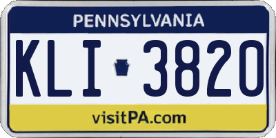 PA license plate KLI3820