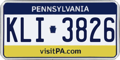 PA license plate KLI3826