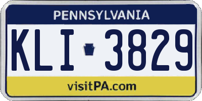 PA license plate KLI3829
