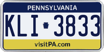 PA license plate KLI3833
