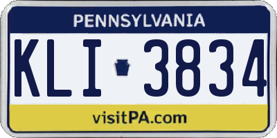 PA license plate KLI3834