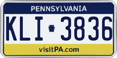 PA license plate KLI3836