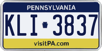 PA license plate KLI3837