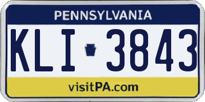 PA license plate KLI3843